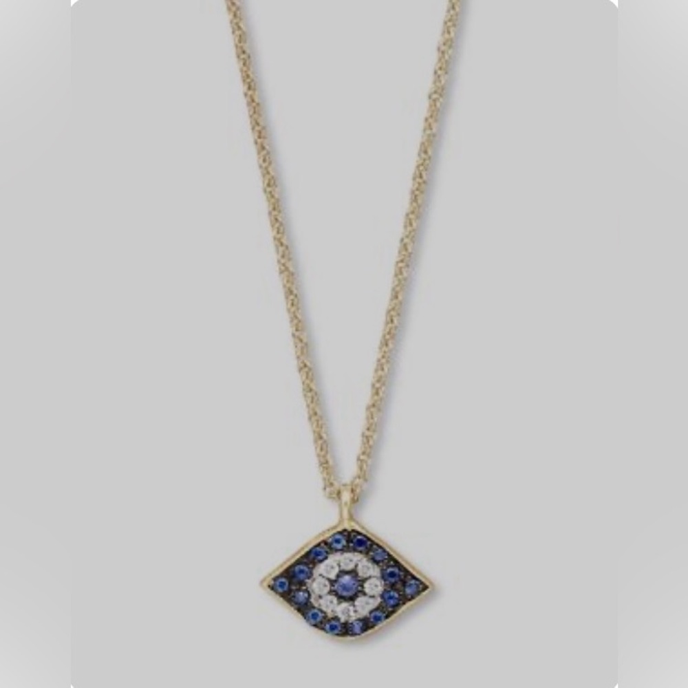 Meira T 14k Yellow Gold Diamond Sapphire Evil Eye Necklace 16"